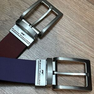 Pair of Remo Tulliani Burgundy and Purple Belts with Silver Buckles